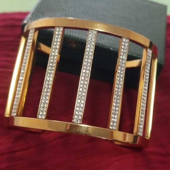 Michael Kors clear pave wide bar open cuff bracele - Picture 2 of 3